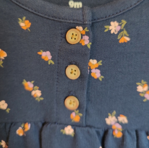 Carter's Baby Navy and Floral Long Sleeve One piece Sz 9 months - Picture 5 of 5